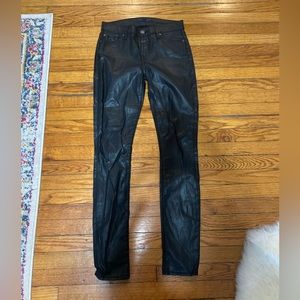 Seven for all mankind black faux leather jeans size 26. Like new.
